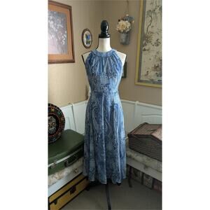 Tommy Hilfiger Blue Paisley Halter/High Neck Dress